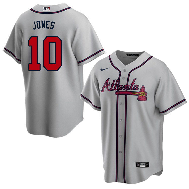 Nike Men #10 Chipper Jones Atlanta Braves Baseball Jerseys Sale-Gray